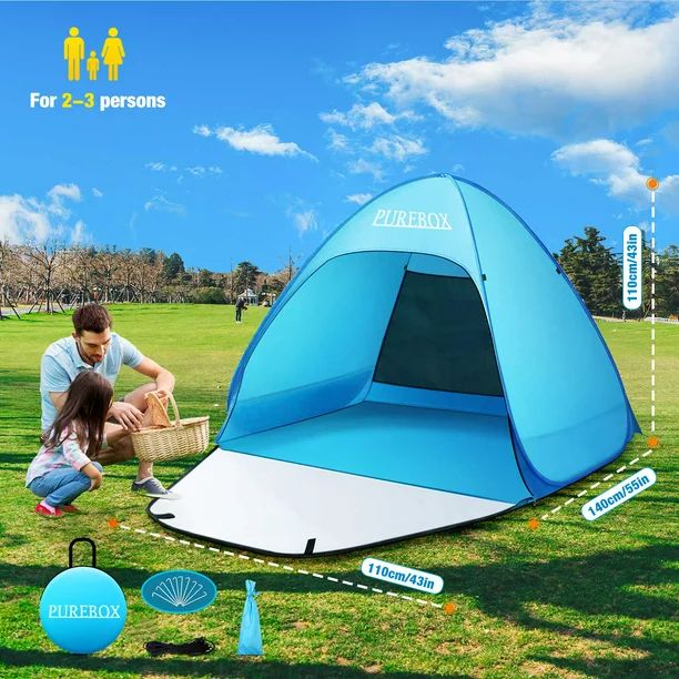 PUREBOX Pop up Beach Tent Sun Shelter, UPF 50+ Windproof Waterproof Outdoor Cabana Tent for 2-3 P... | Walmart (US)