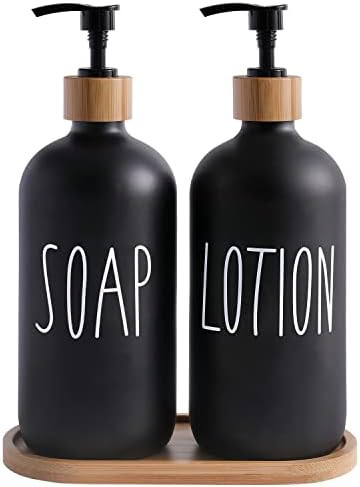 Amazon.com: MOMEEMO Black Soap Dispenser Bathroom Set, Bathroom Soap Dispenser Set with Glass Soa... | Amazon (US)
