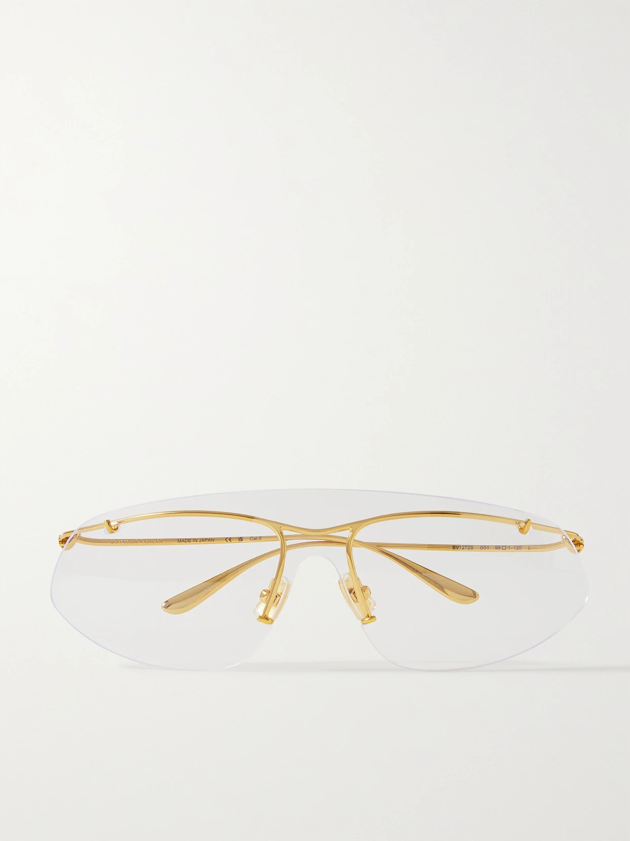 BOTTEGA VENETA EYEWEAR - Rimless D-frame Gold-tone Optical Glasses - One size | NET-A-PORTER (US)