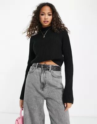 Monki ribbed knit sweater in black | ASOS (Global)