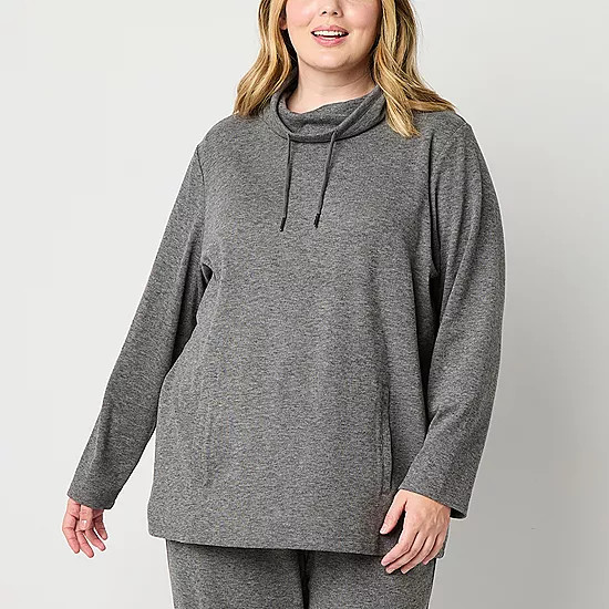 new!Liz Claiborne Plus Womens Cowl Neck Long Sleeve Tunic Top | JCPenney