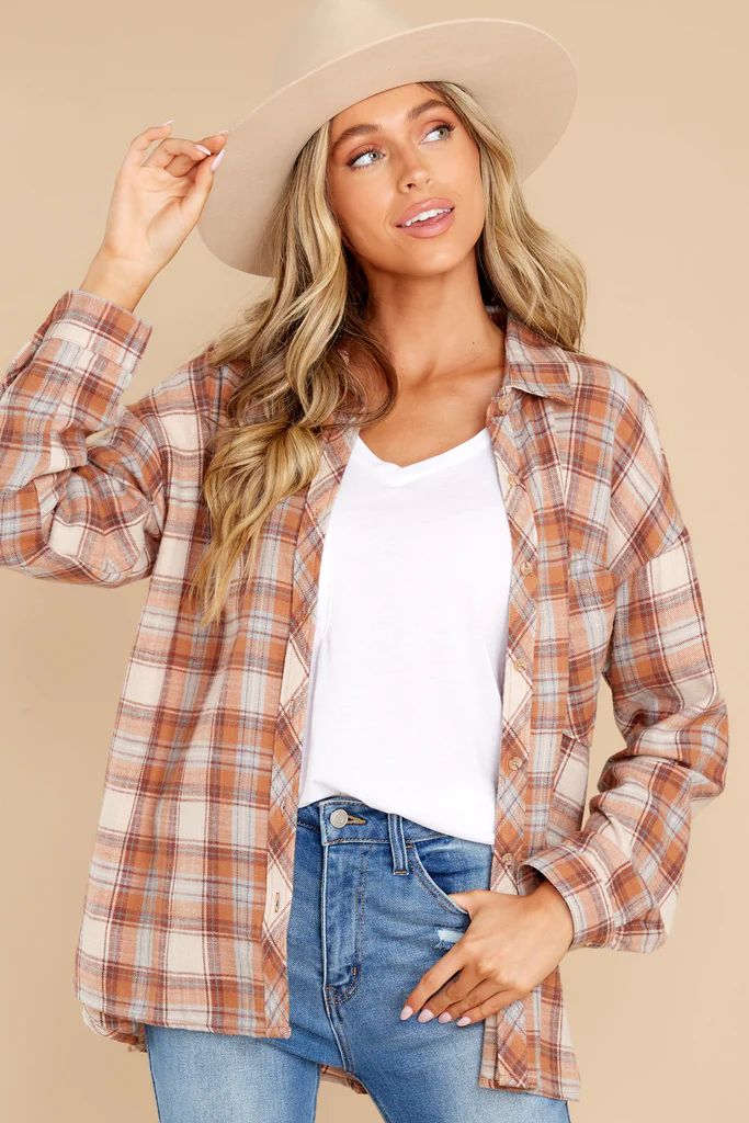 Tell Me Everything Brown Plaid Top | Red Dress 