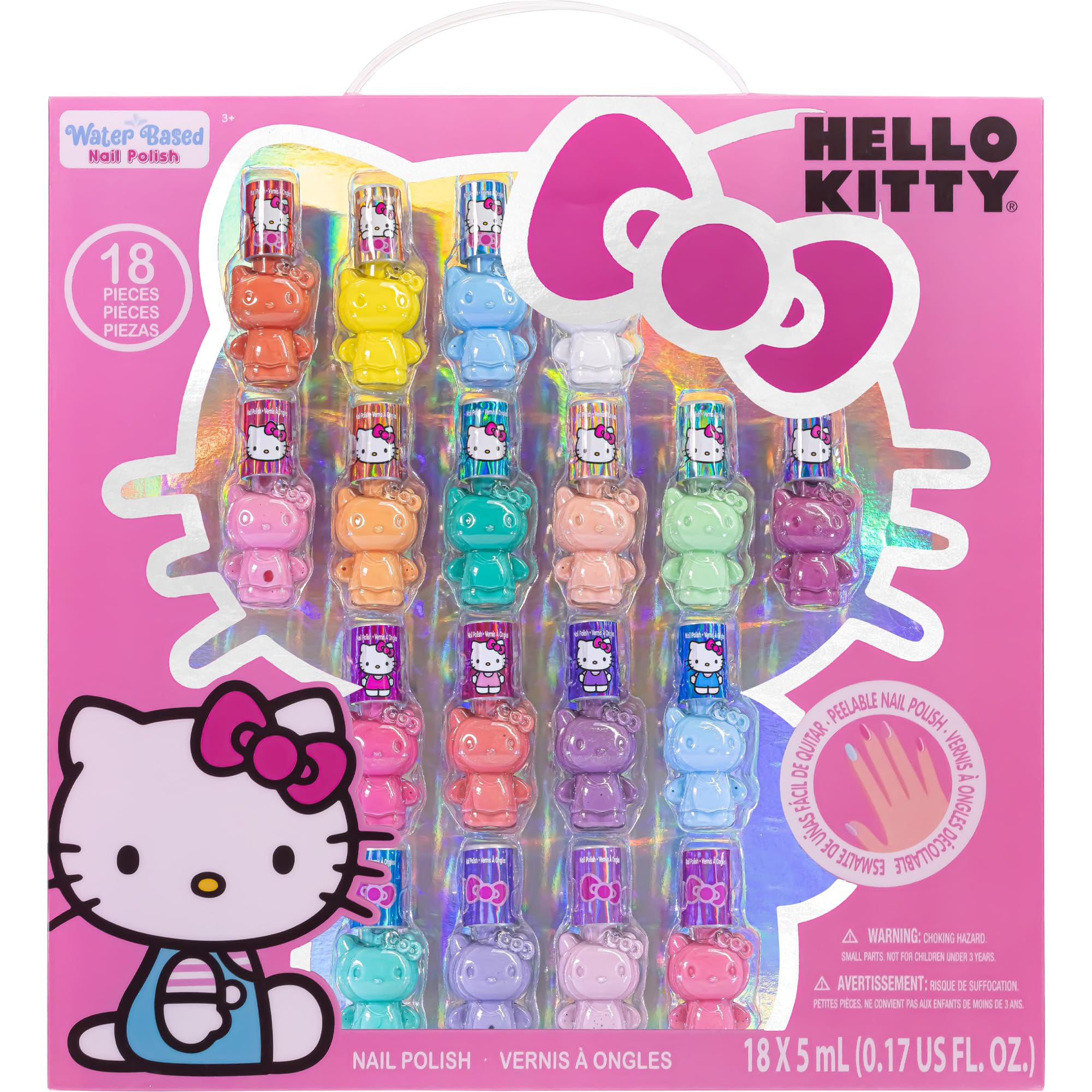 Hello Kitty Non-Toxic Peel-Off Water-Based Safe Quick Dry Nail Polish Set for Girl Kids Ages 3+, ... | Amazon (US)