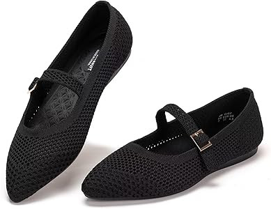 Frank Mully Women's Mesh Flats Mary Jane Shoes Pointed Toe Lightweight with Adjustable Instep Str... | Amazon (US)