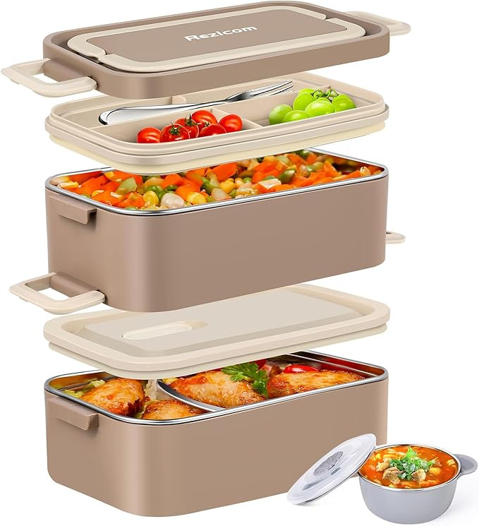 Stainless Steel Lunch Box for Kids and Adult, Two Layer 2 L Capacity Leak-Proof Bento Box for Kid... | Amazon (US)