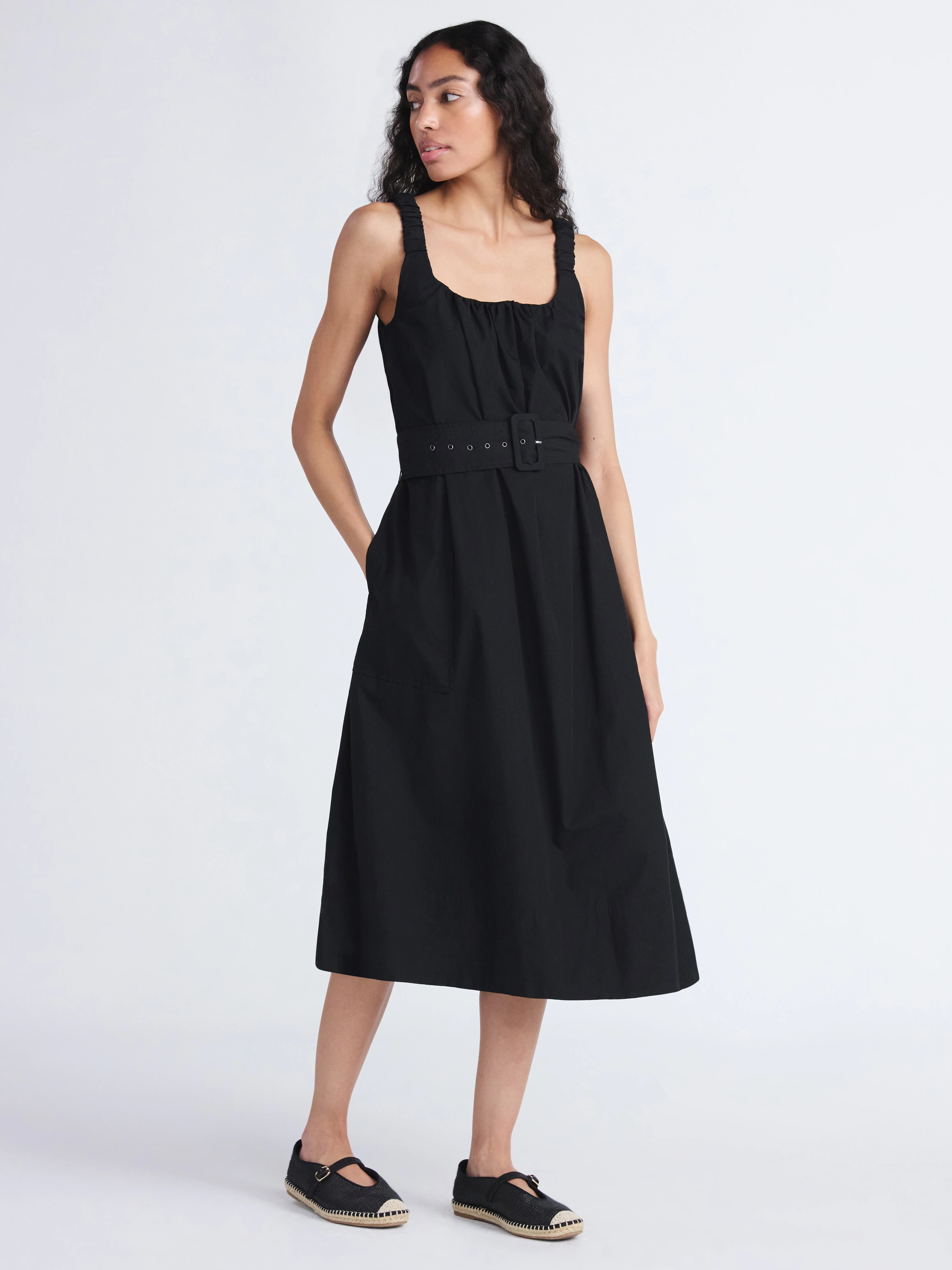 Free Assembly Women's and Women's Plus Belted Cotton Utility Midi Dress, Sizes XS-4X | Walmart (US)