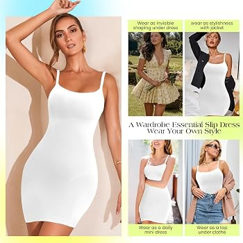 Shapewear Slip for Women Tummy Control V Neck Cami Under Dress Full Slips Body Shaper Seamless fo... | Amazon (US)