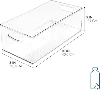 iDesign Fridge Organiser, Stackable Storage Container with Handles, Extra Large BPA-free Clear Dr... | Amazon (UK)
