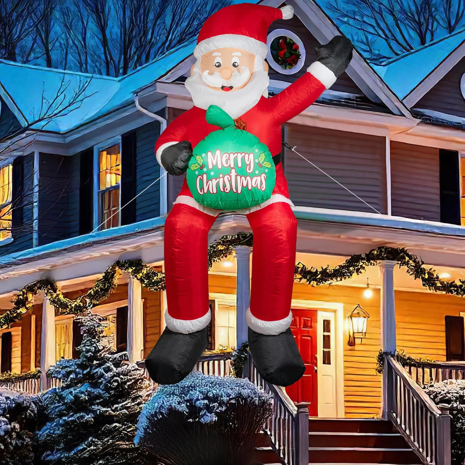 6FT Climbing Santa Christmas Inflatable with LED Lights, Blow up Yard Decorations for Outdoor Ind... | Walmart (US)
