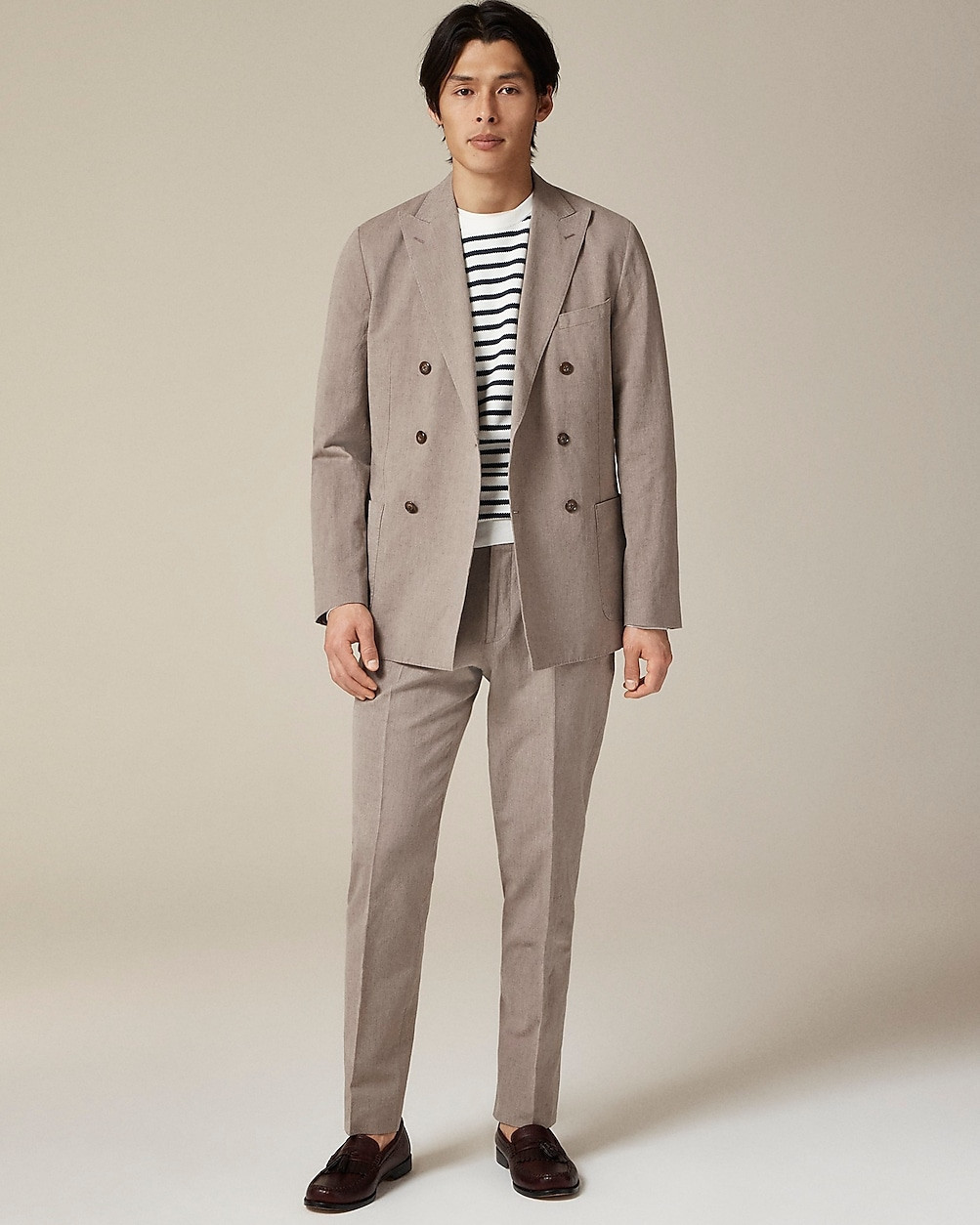 Ludlow Slim-fit double-breasted suit jacket in Irish cotton-linen blend | J. Crew US