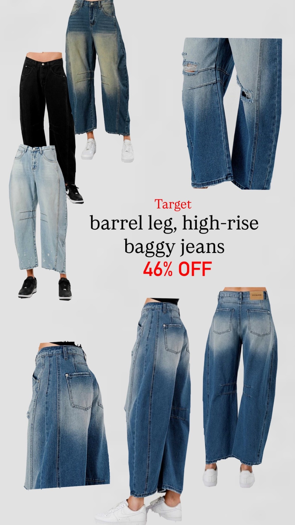 My go to style of jeans lately has been- high rise, slouchy fit with a barrel leg 
I’m 5’3 and love how they look styled on my body!
Target currently has these trendy Cherie Code denims marked down almost half off 🤭

#LTKWomens #Denim #PriceDrop #BarrelLeg #HighRise #VintageWash #TargetFinds #TargetDeals #Jeans #ForHer #TrendyJeans #BlackDenim #TrendingFashion #BarrelLegJeans

#LTKSaleAlert #LTKFindsUnder50