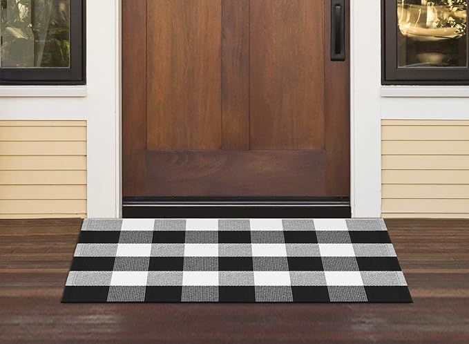 InnoGear Buffalo Area Rugs, Classic Plaid Check Black and White Cotton Polyester Checkered Rug fo... | Amazon (US)