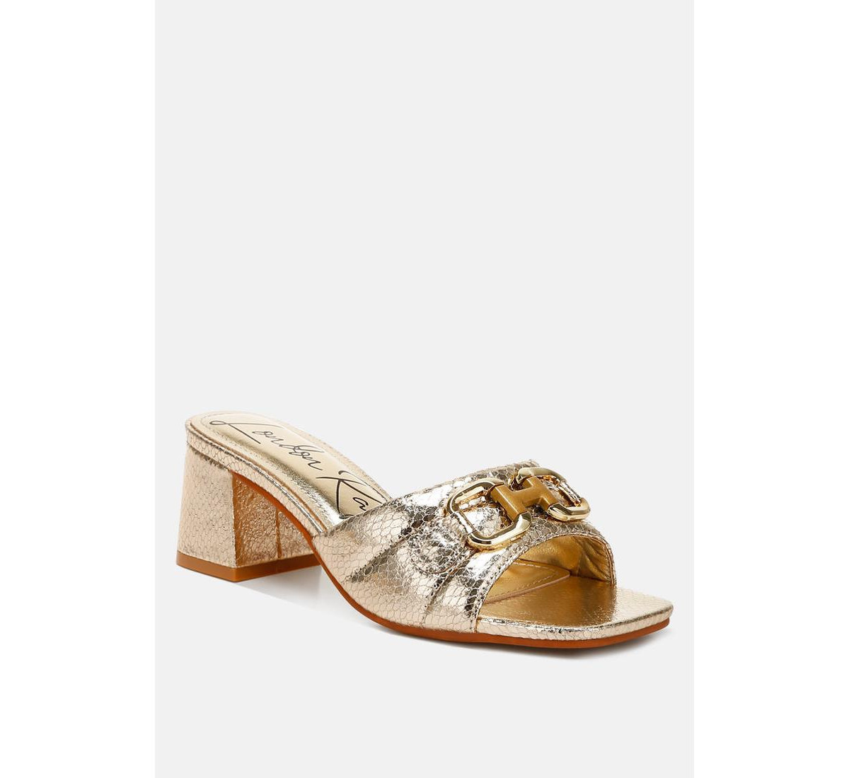 London Rag Womens Bellamy Horsebit Detail Snake Print Sandals - Gold | Macy's
