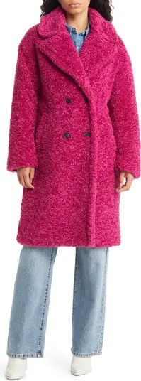 BCBGeneration Double Breasted Faux Fur Teddy Coat | Nordstrom | Nordstrom