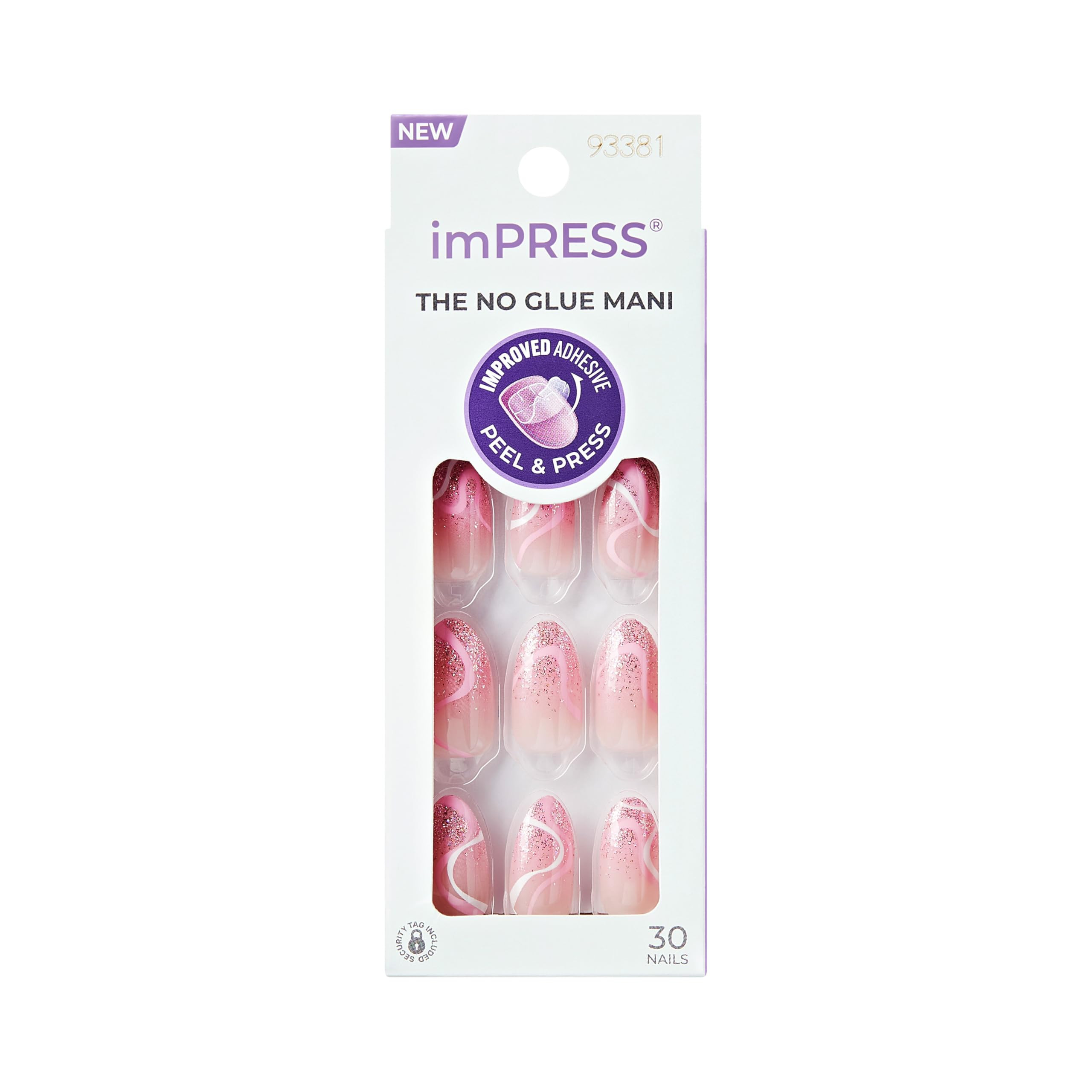 KISS imPRESS No Glue Mani Press On Nails, Design, 'Wild Venus', Pink, Medium Size, Almond Shape, ... | Amazon (US)