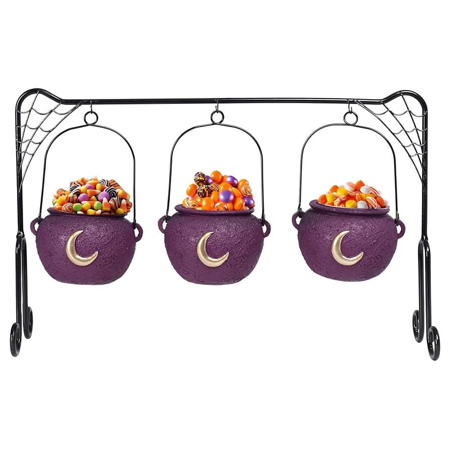 MUMTOP Halloween Party Decorations - Set of 3 Resin Witch Cauldrons Serving Bowls Purple Hocus Po... | Amazon (US)
