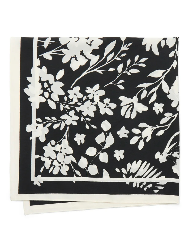 Time and Tru Women's 30 X 30 Square Scarf, One Size, Floral Black Soot | Walmart (US)
