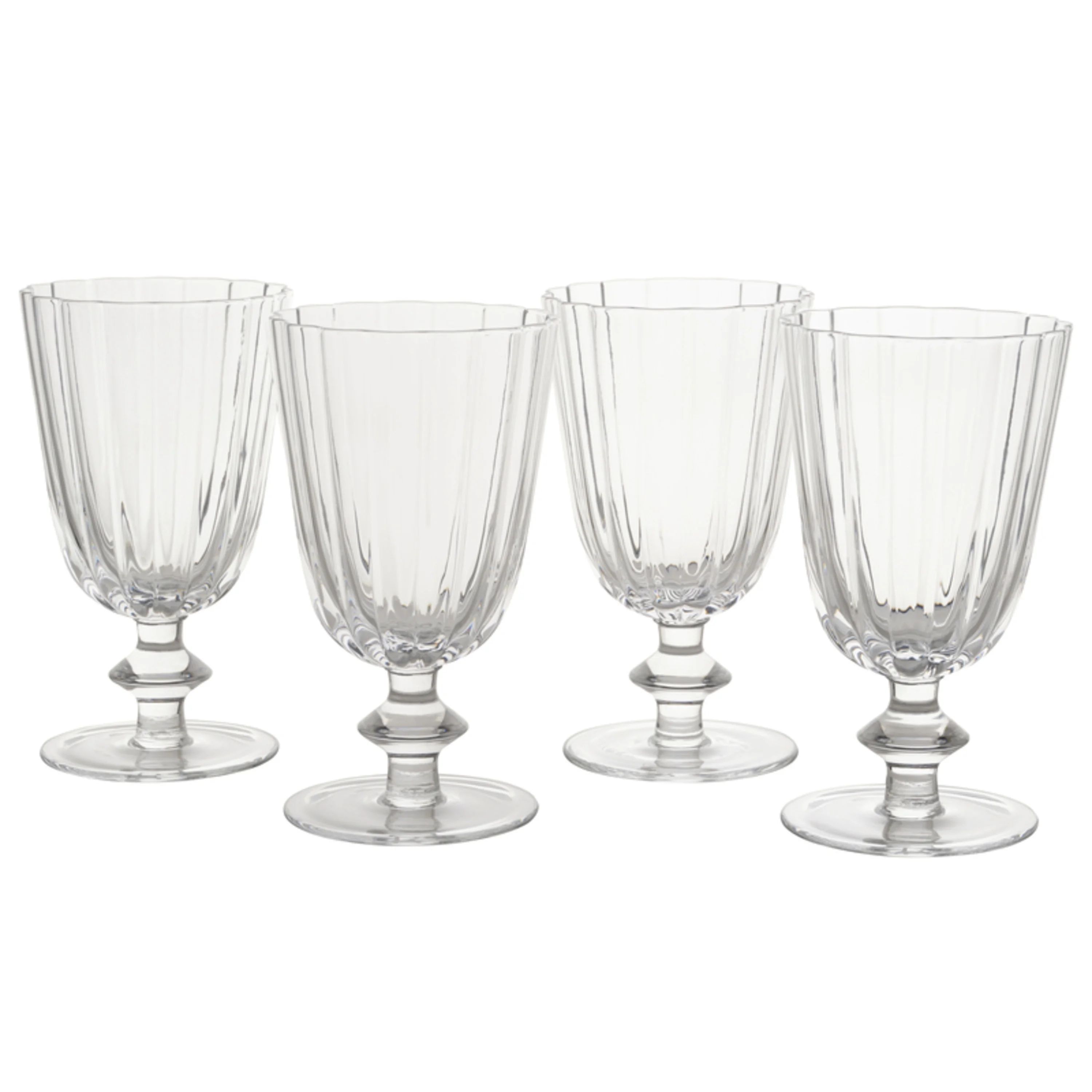Beautiful Scallop Set of 4 Glass Goblet Clear by Drew Barrymore | Walmart (US)