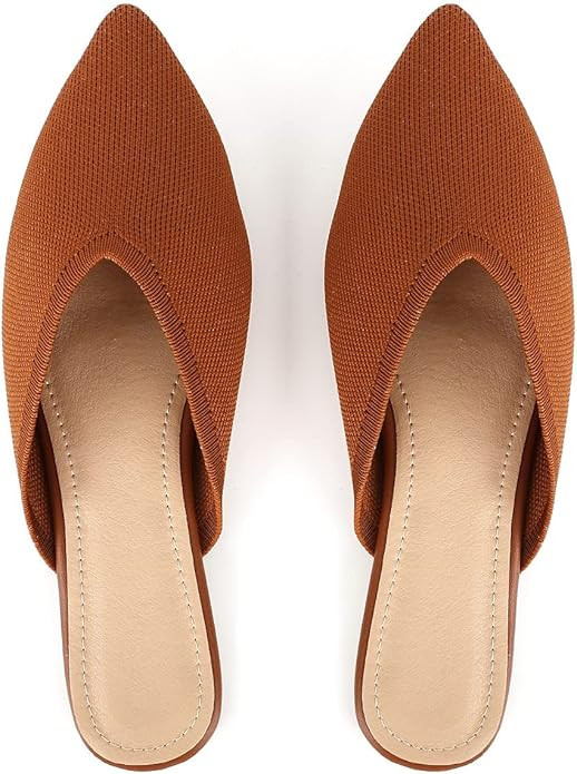 Slocyclub Flat Mules for Women, Closed Pointed Toe Flat Loafers for Ladies, Slip-On Home Knitted ... | Amazon (US)