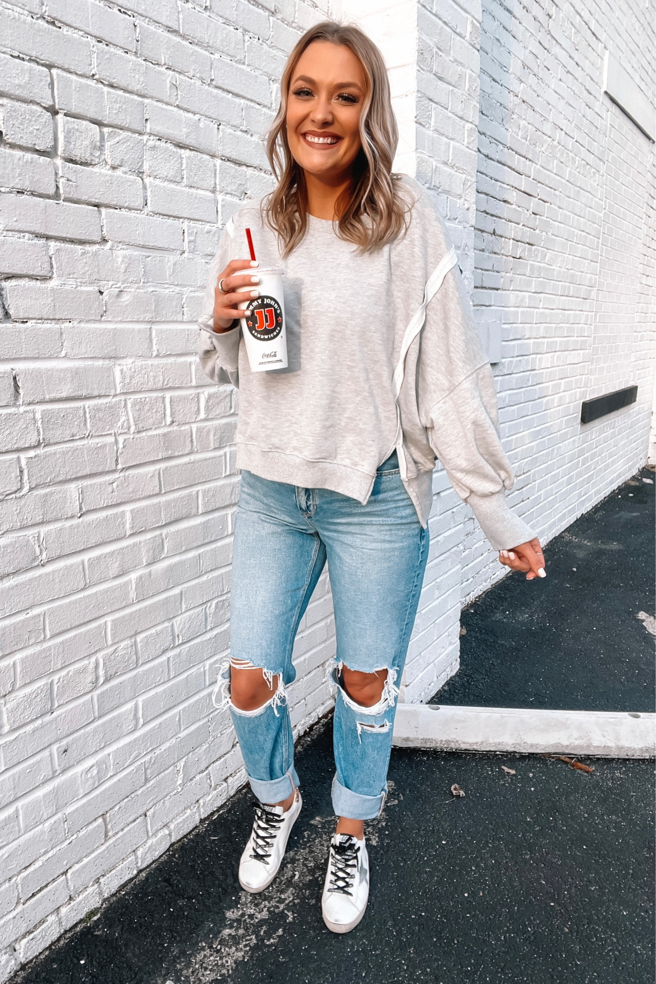 Sweatshirt-L
Jeans-30 X-long
Tennies-40 

#LTKsalealert #LTKstyletip #LTKFind