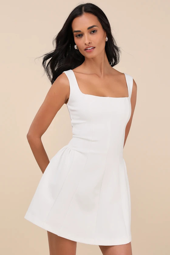 Roetta White Sleeveless Pleated Mini Dress | Lulus