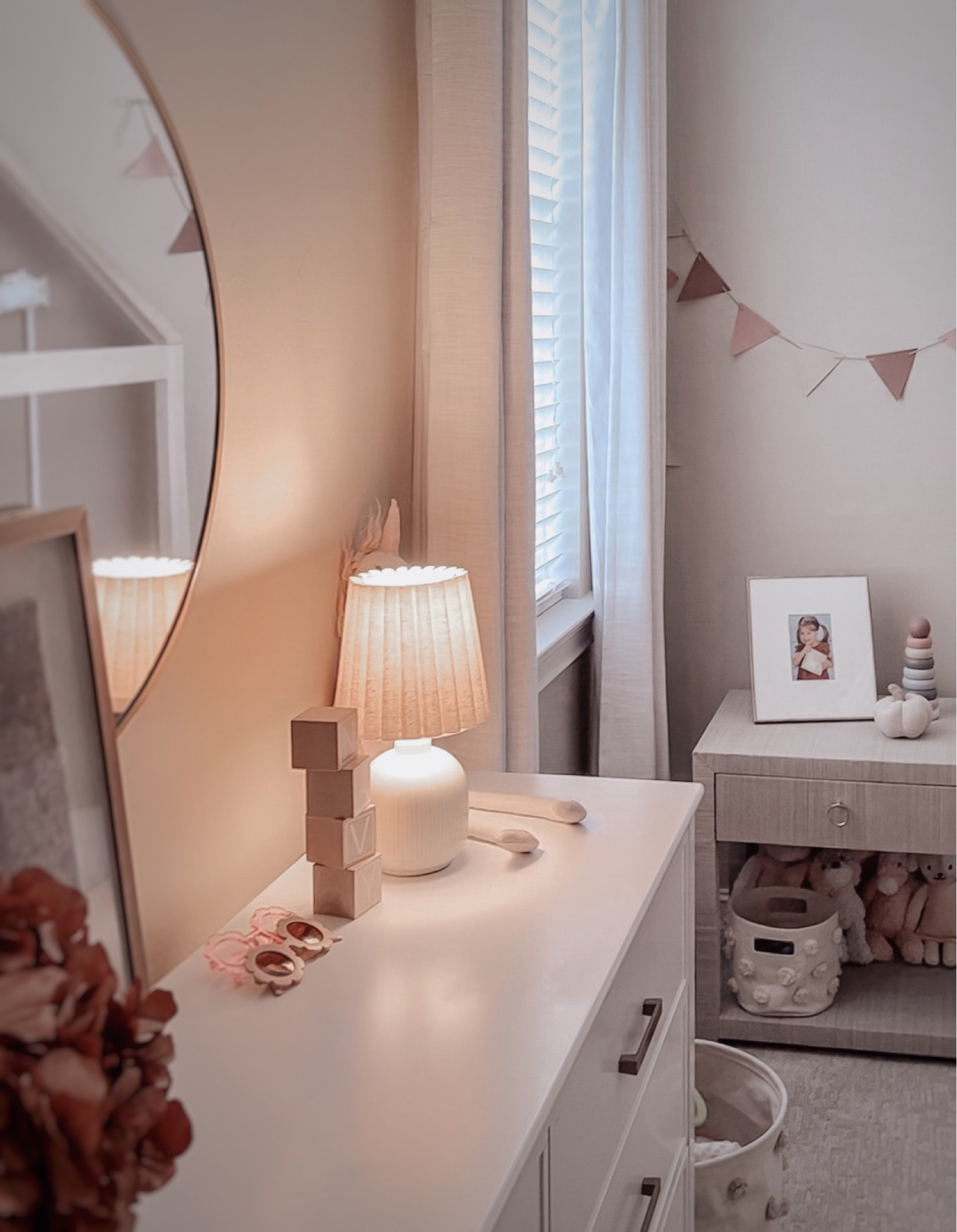 Girls room, big girls room, kids decor, home decor, girls decor, play room, mini table lamp, white dresser, nightstand, house bed, kids bed, neutral home decor. 

#LTKhome #LTKkids