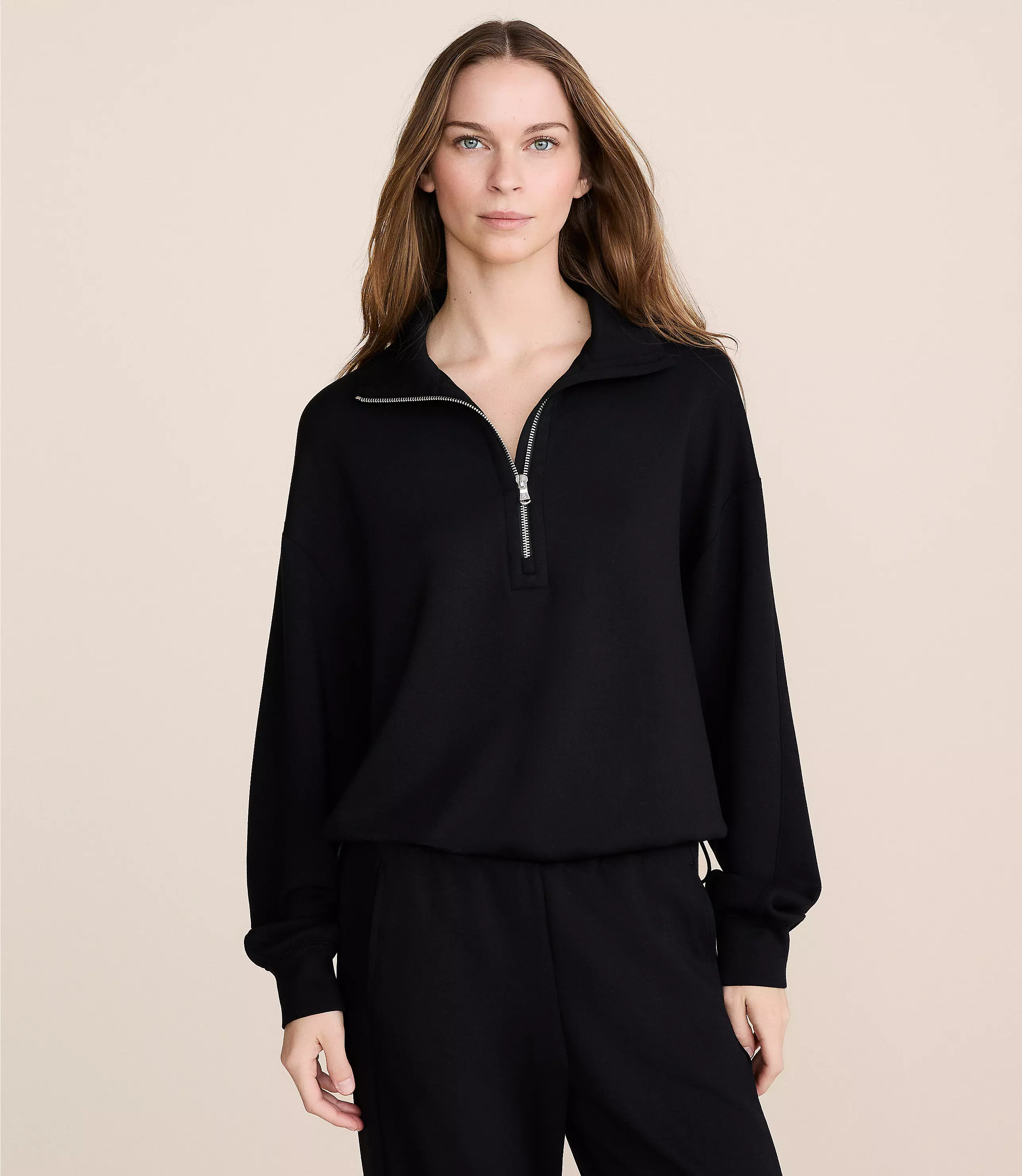 Lou & Grey Cinched Scubasoft Half Zip Top | LOFT