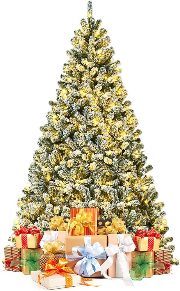 DORTALA Pre-lit Christmas Tree, 8 FT Snow Flocked Artificial Xmas Tree with 1502 Branch Tips, 650... | Amazon (CA)