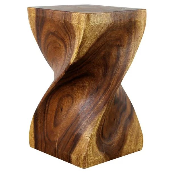 Haussmann® Big Twist Wood Stool Table 12 in SQ x 20 in H Walnut Oil - Walmart.com | Walmart (US)