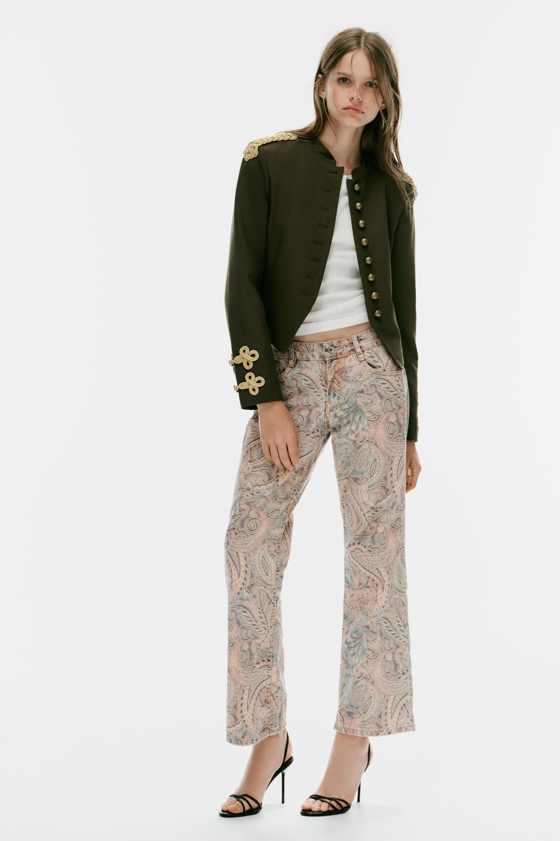 Zara - Trf Low-Rise Paisley Straight Jeans - Pink - 30 (Us 10) - Woman | Zara US