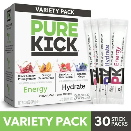 Pure Kick Energy & Hydration Electrolyte Powdered Drink Mix Variety pack, 30 Count Packets | Walmart (US)