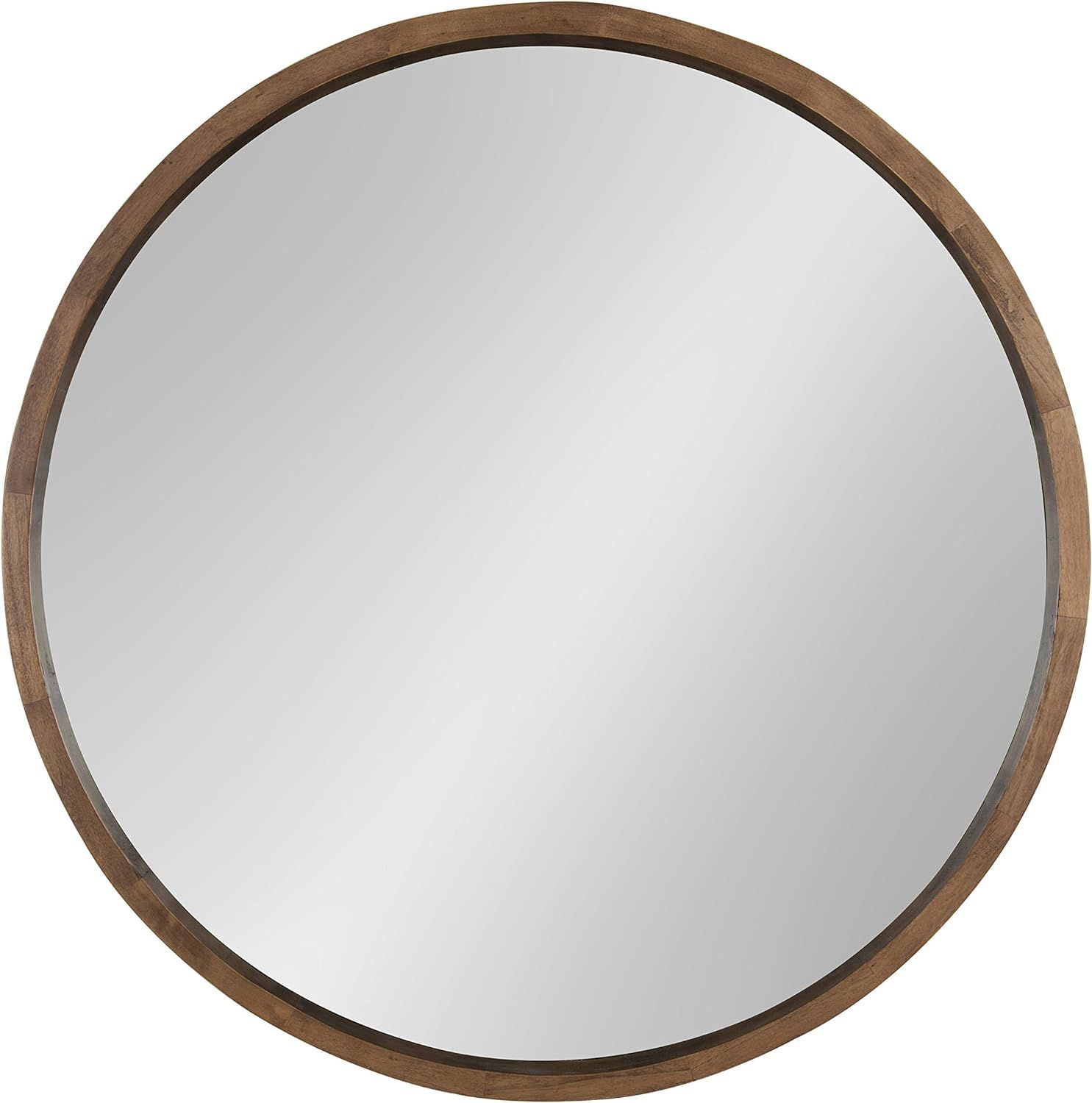 Kate and Laurel Hutton Round Decorative Wood Frame Wall Mirror, 30 Inch Diameter, Natural Rustic | Amazon (US)