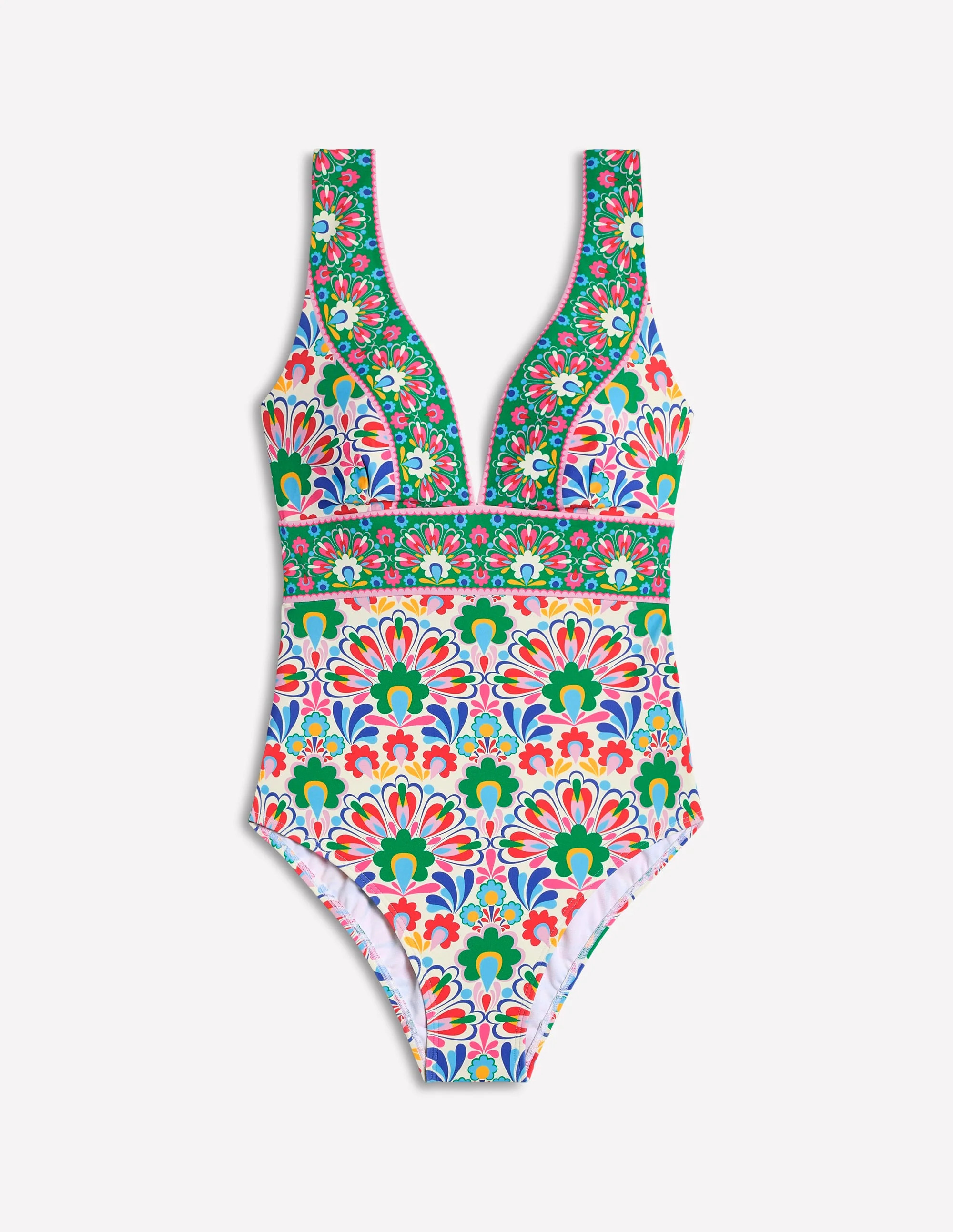 Porto V-Neck Swimsuit-Multi, Decorative Dandelion | Boden (US)