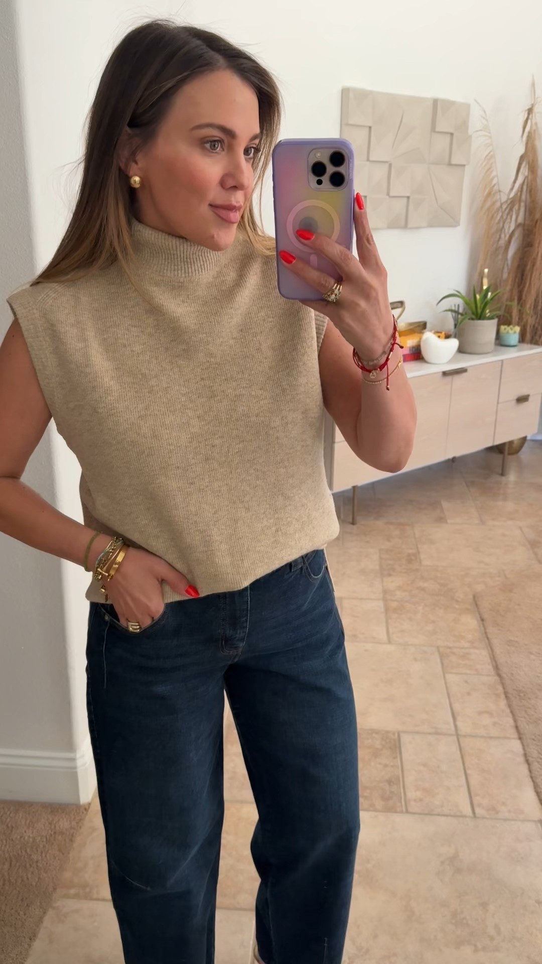 barely barrel jeans and sleeveless sweater. nordstrom anniversary sale. nsale  