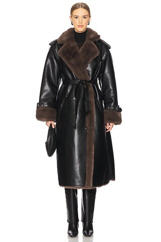 WeWoreWhat Bonded Faux Fur Trench Coat in Camel & Black from Revolve.com | Revolve Clothing (Global)