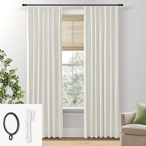 SHINELAND 94 Inch Curtains Long,Blackout Linen Pinch Pleated with Hooks Rings Curtain Drapes for ... | Amazon (US)