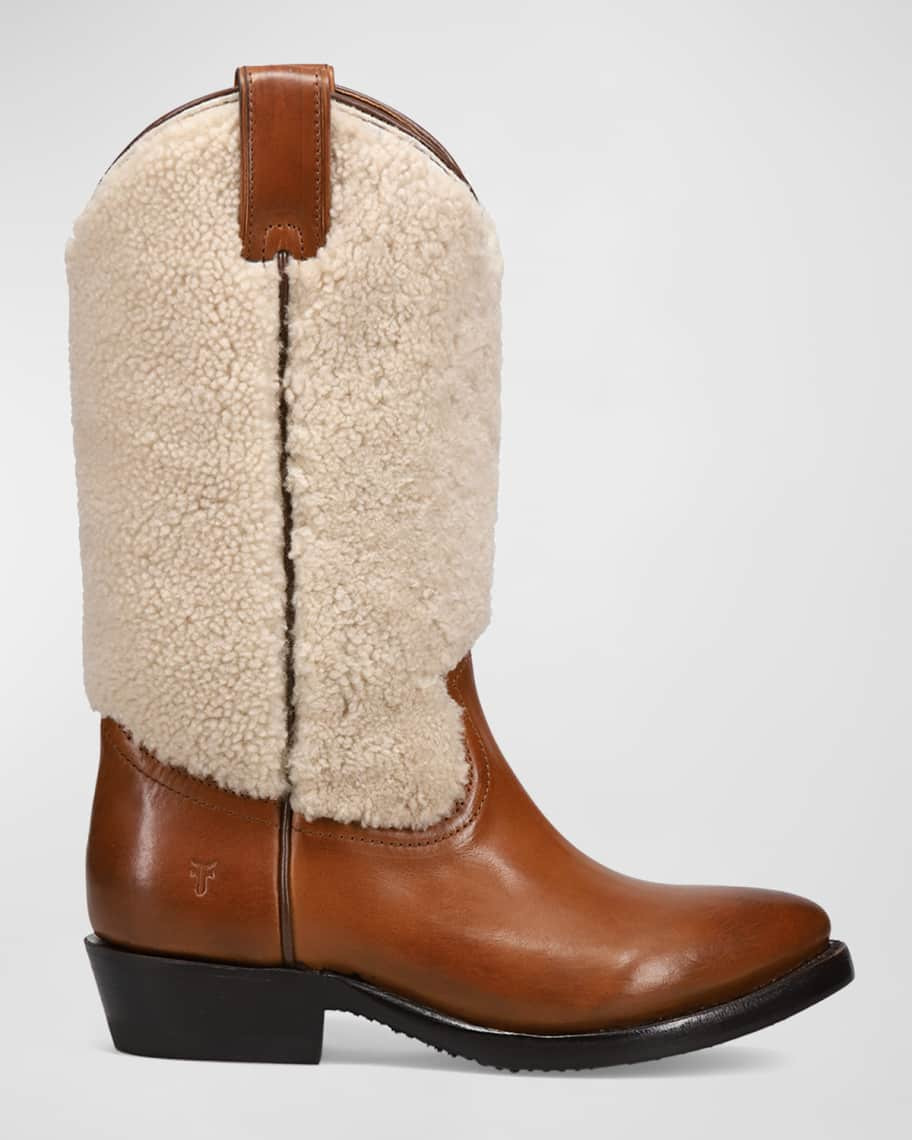 Frye Billy Leather Shearling Cowboy Boots | Neiman Marcus