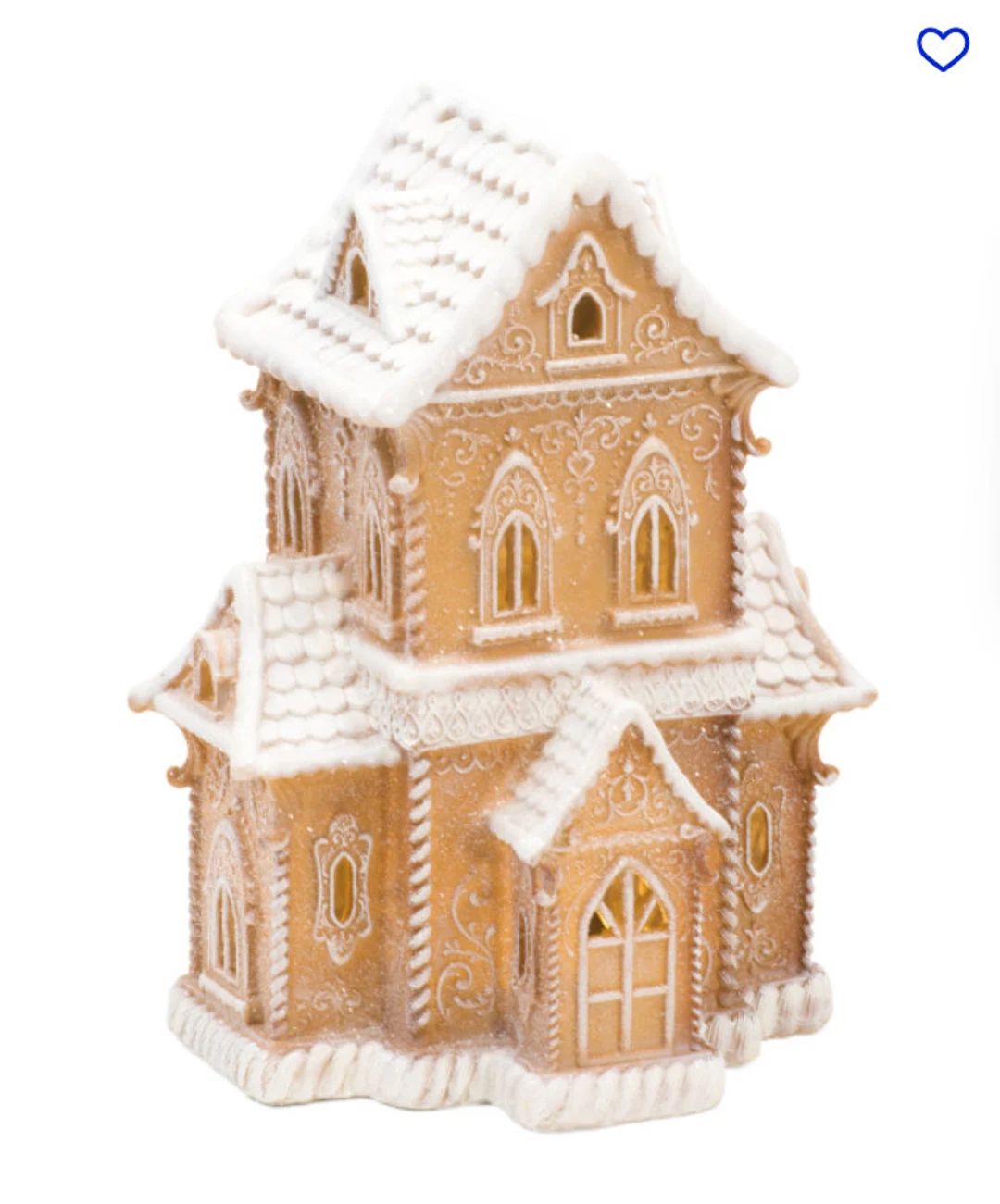 White icing resin Gingerbread house  - LED light up - 14" - white christmas decor - vintage chris... | Etsy (US)