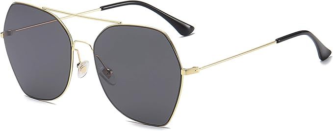 SOJOS Fashion Hexagonal Square Large Sunglasses for Women Diamond Cutting Lens SJ1148 | Amazon (US)