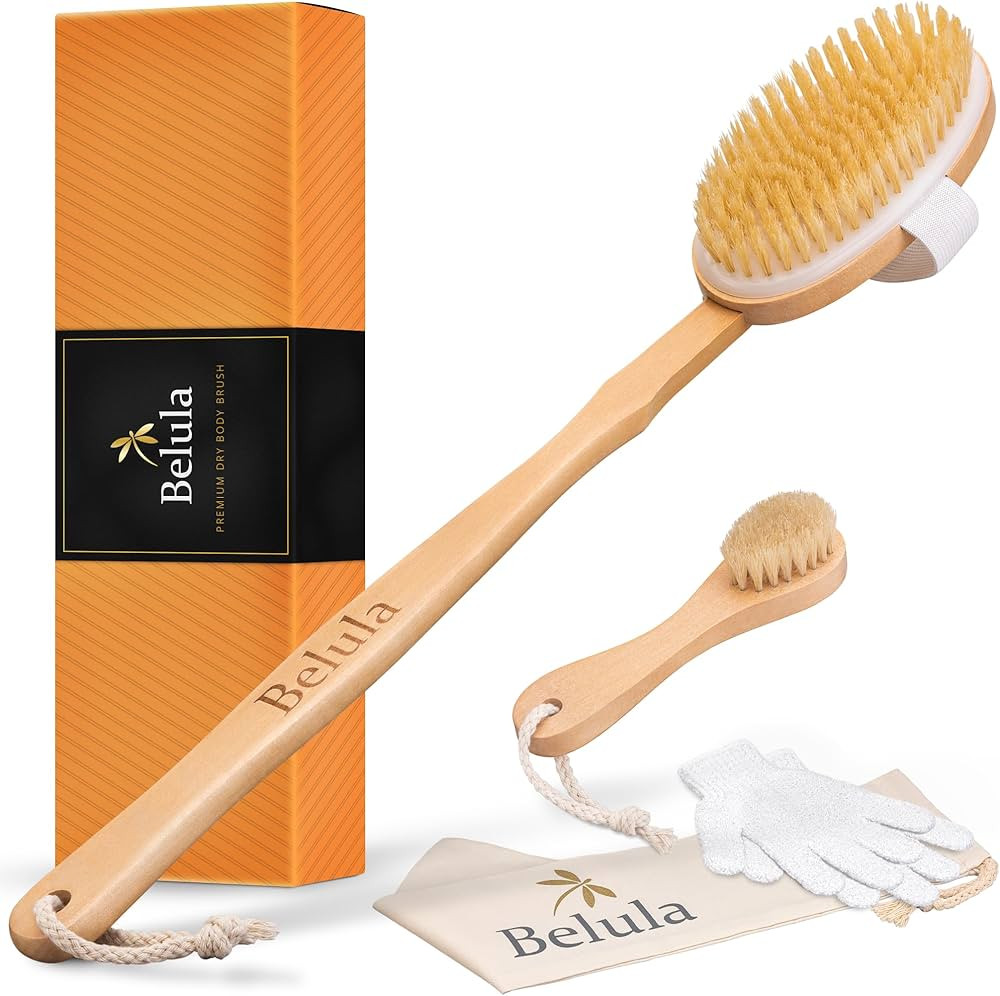 Belula Premium Dry Brushing Body Brush Set- Natural Boar Bristle Body Brush, Exfoliating Face Bru... | Amazon (US)