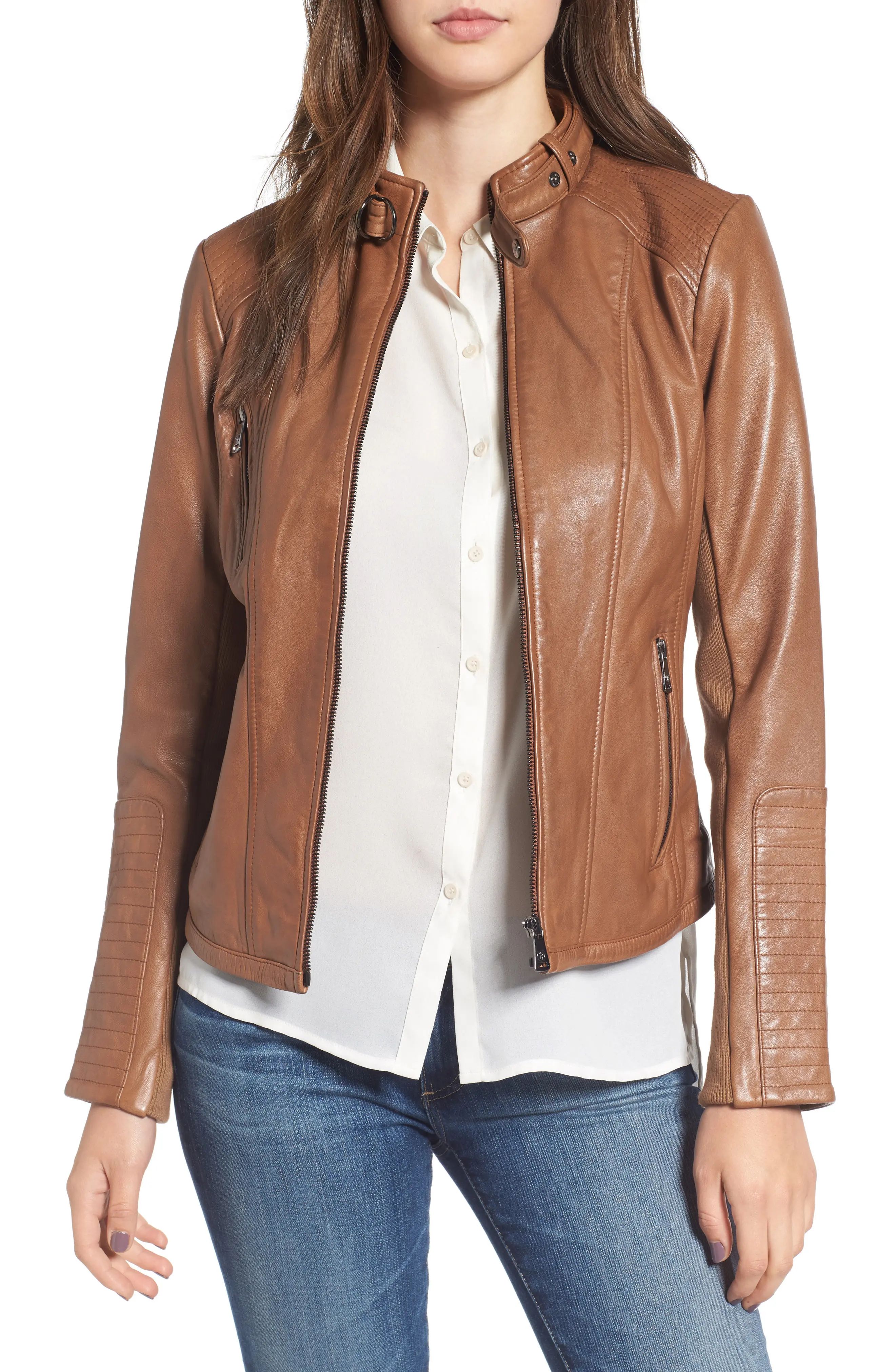 Zip Front Leather Biker Jacket | Nordstrom