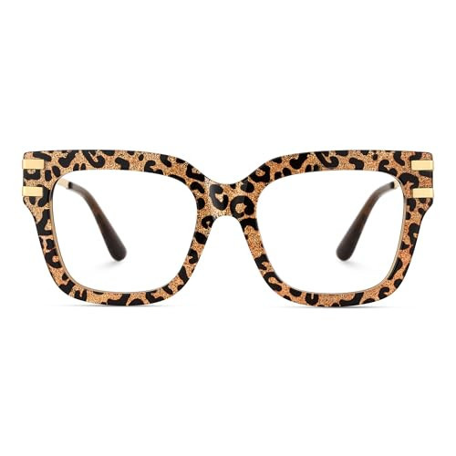 Zeelool Square Glasses Frames for Women Retro Tortoise Eyeglasses with Clear Lens Fashion Designer Full Rim Fake Eyewear JGX410693-01 | Amazon (US)