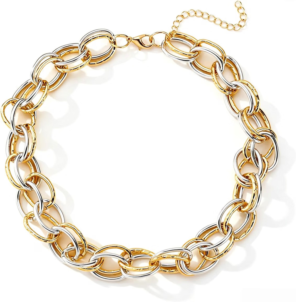 Chunky Gold Choker Necklaces for Women Two Tone Chain Link Necklace | Amazon (US)