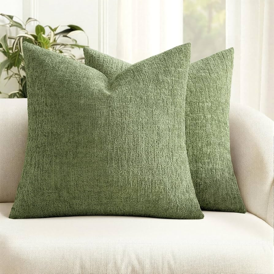 MIULEE Couch Pillow Covers Textured Chenille Home Decor 18x18 Sage Green | Amazon (US)