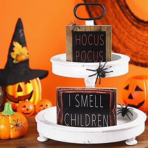 Jetec Halloween Hocus Pocus Wood Block Sign and I Smell Children Wooden Sign Rustic Halloween Tie... | Amazon (US)