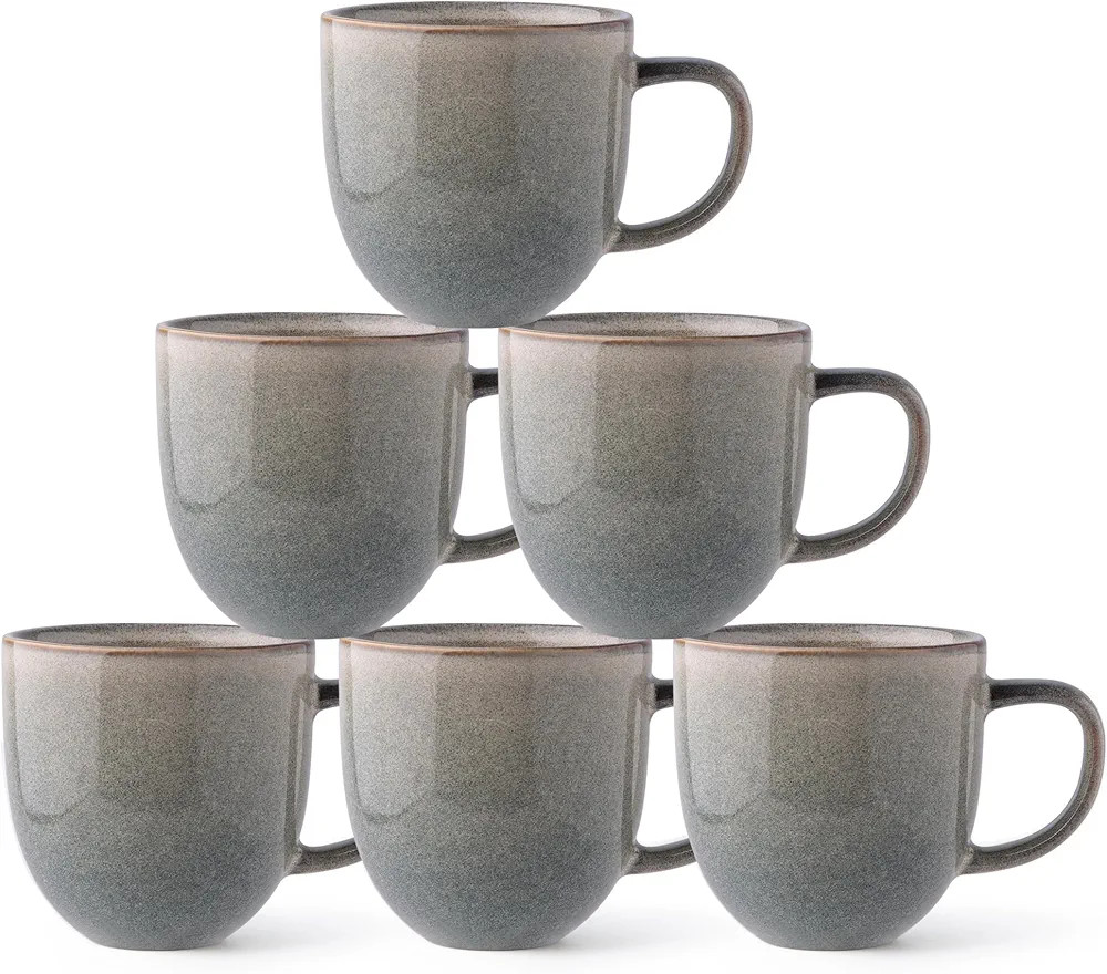 AmorArc Tazas de café de 12 onzas, juego de 6 tazas de café de cerámica para hombre, mujer, pa... | Amazon (US)