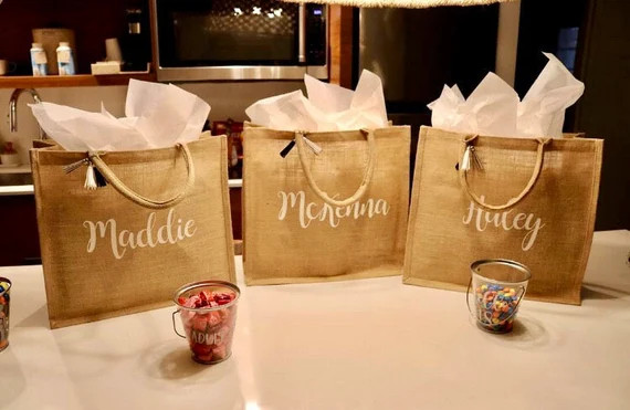 Large Jute Gift Bags Custom Jute Gift Bag Jute Bag Personalized Burlap Bags Bulk Personalized Tot... | Etsy (US)
