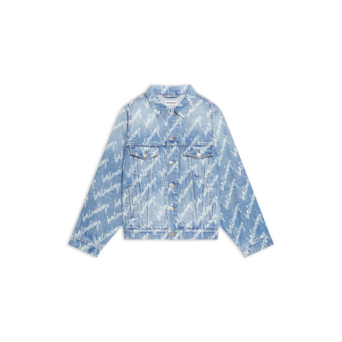 Women's Allover Logo Bell Sleeve Jacket in Indigo | Balenciaga