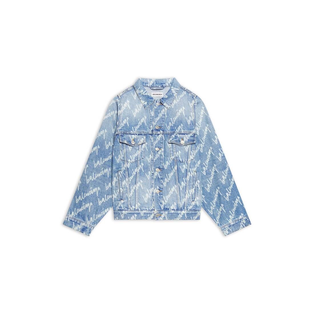 Women's Allover Logo Bell Sleeve Jacket in Indigo | Balenciaga