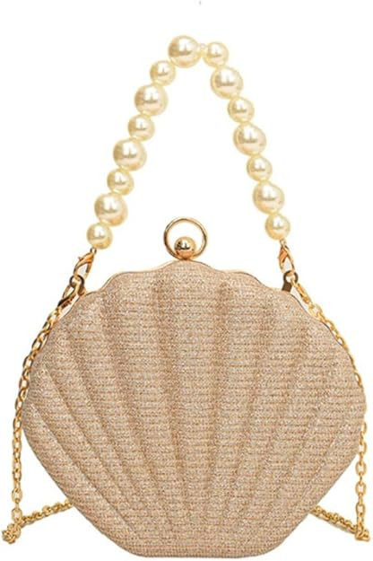 IAMUHI Lovely Shell Handbag Purse Beaded Evening Bag Chain Cross-body Clutch Purse | Amazon (US)